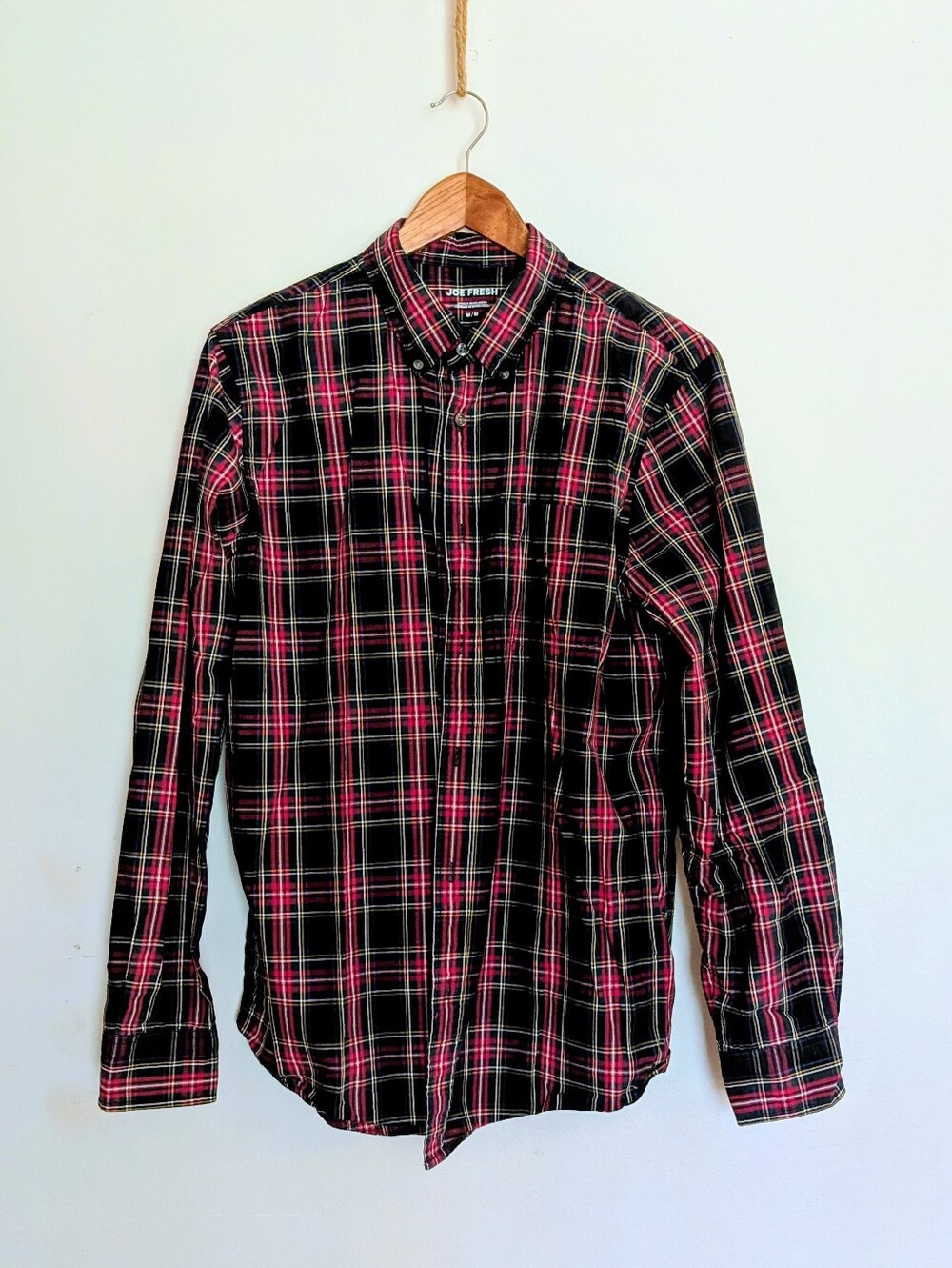 Joe Fresh Traditional Black And Red Plaid Button-Down Shirt